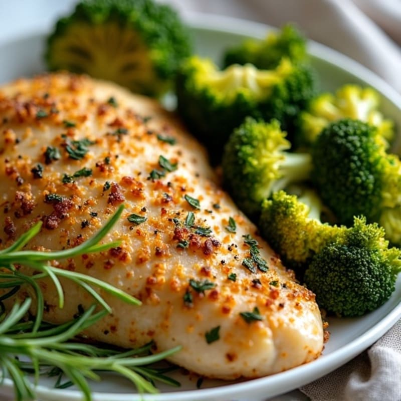 Sheet Pan Herb-Crusted Chicken with Roasted Broccoli