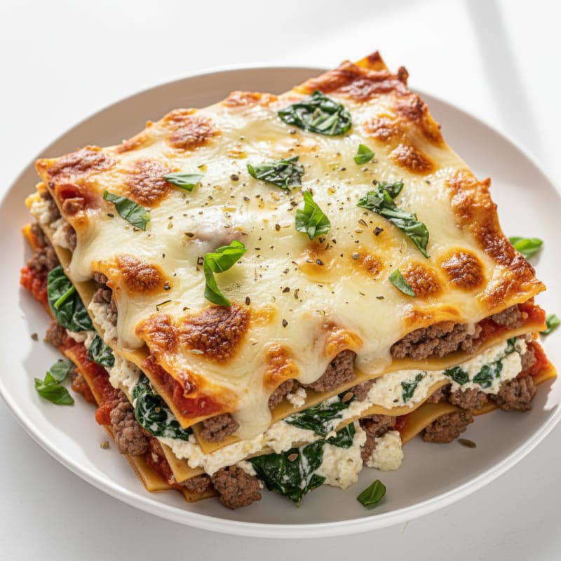 Creamy Baked Beef Lasagna with Ricotta