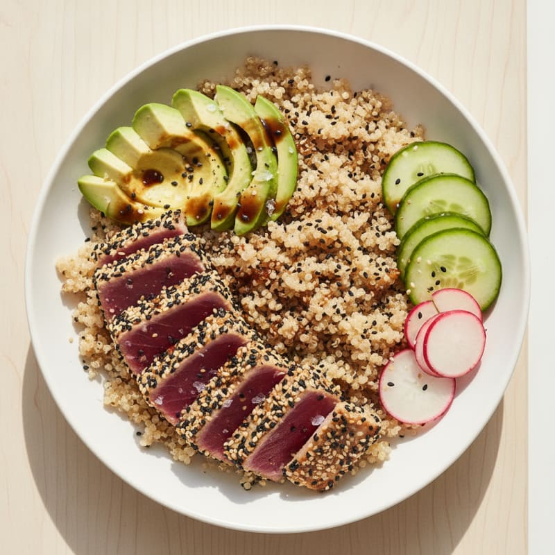 Seared Tuna and Quinoa Bowl with Avocado