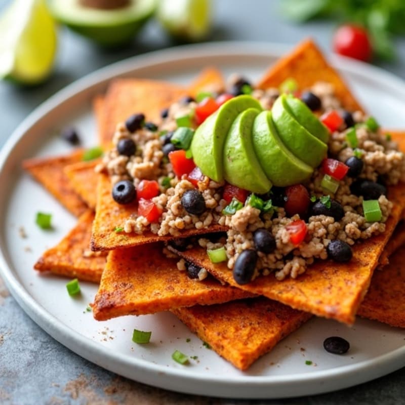 Crispy Roasted Sweet Potato Nachos with Black Beans