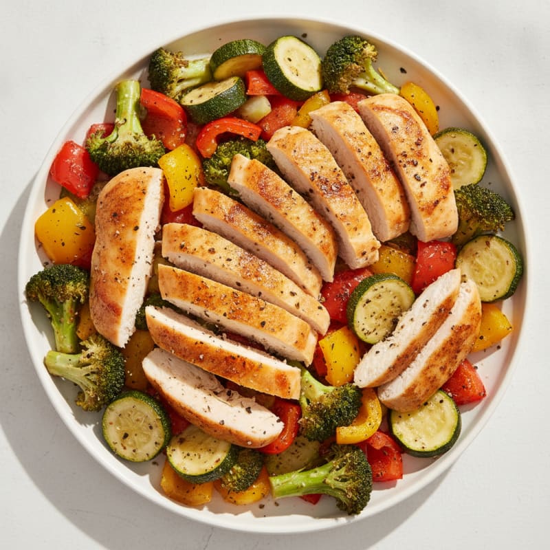 Roasted Chicken and Rainbow Vegetable Medley