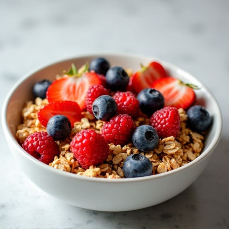 Maple-Pecan Protein Granola with Fresh Berries