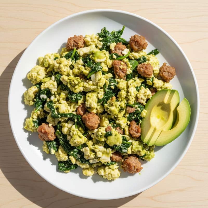 Egg White and Turkey Sausage Scramble with Spinach