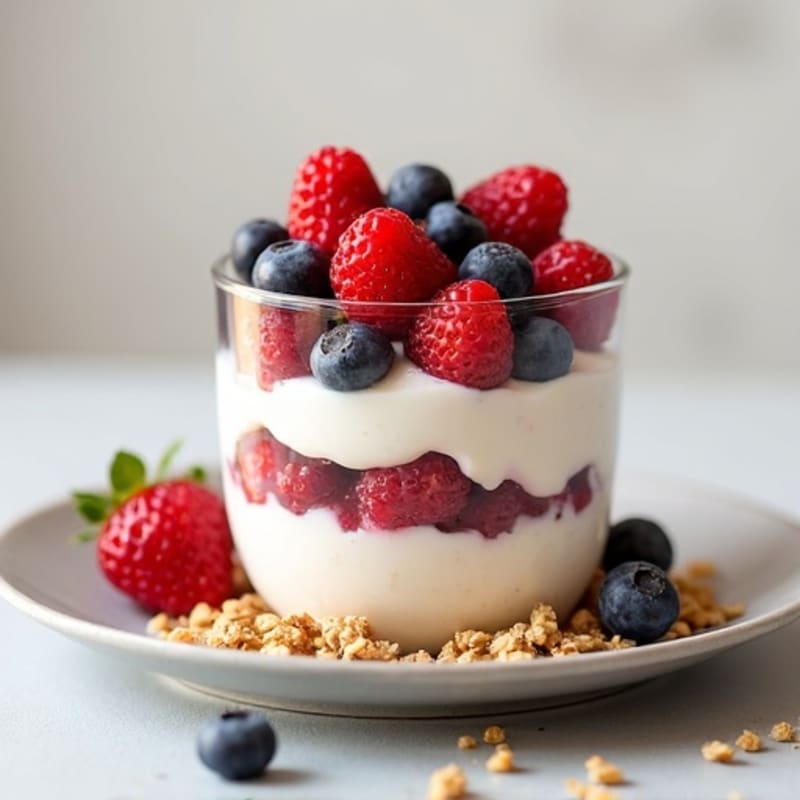 Greek Yogurt Parfait with Mixed Berries and Protein Granola