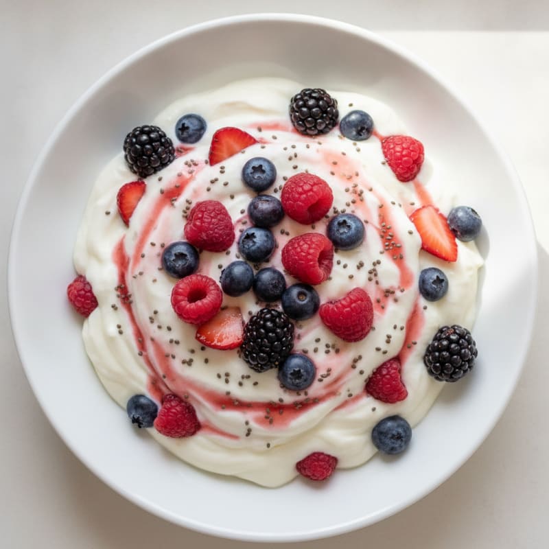 Silky Greek Yogurt Protein Pudding with Mixed Berries