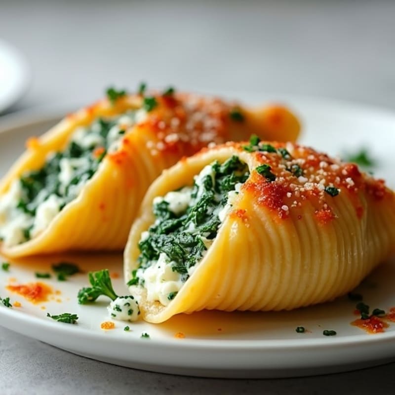 Baked Whole Wheat Stuffed Shells with Creamy Spinach Ricotta