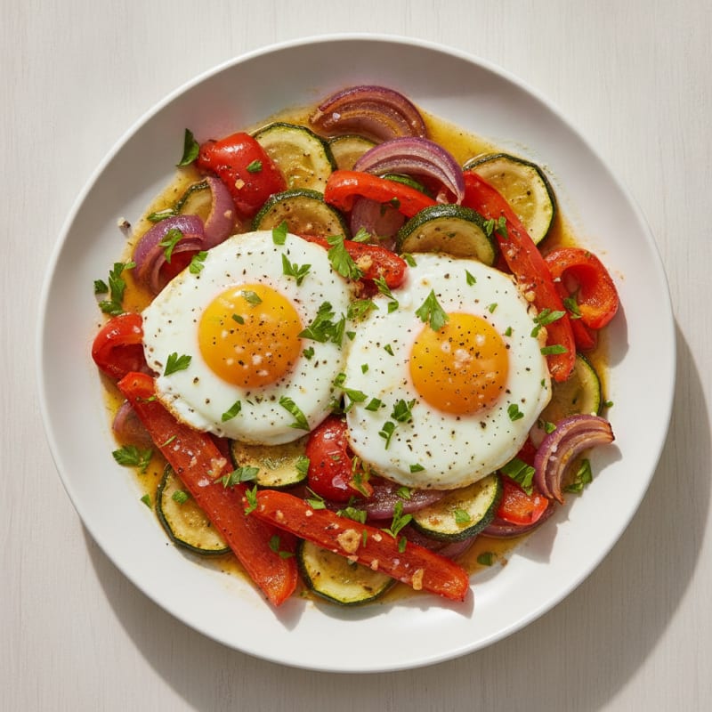 Baked Eggs with Roasted Vegetables