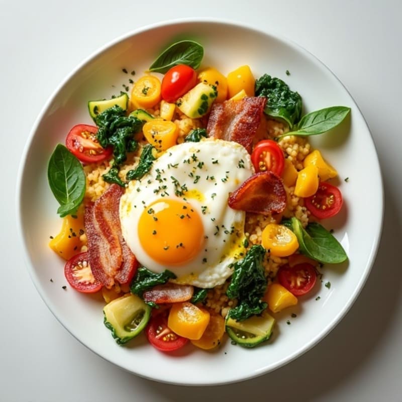 Egg White Veggie Scramble with Turkey Bacon