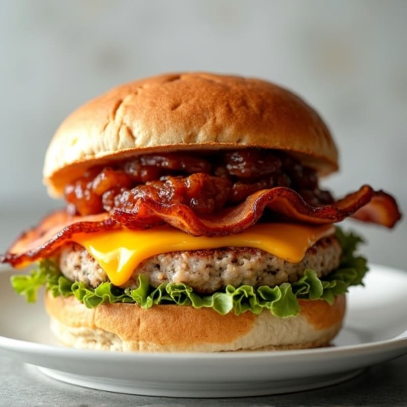 Lean Turkey-Bacon Burger with Caramelized Onions