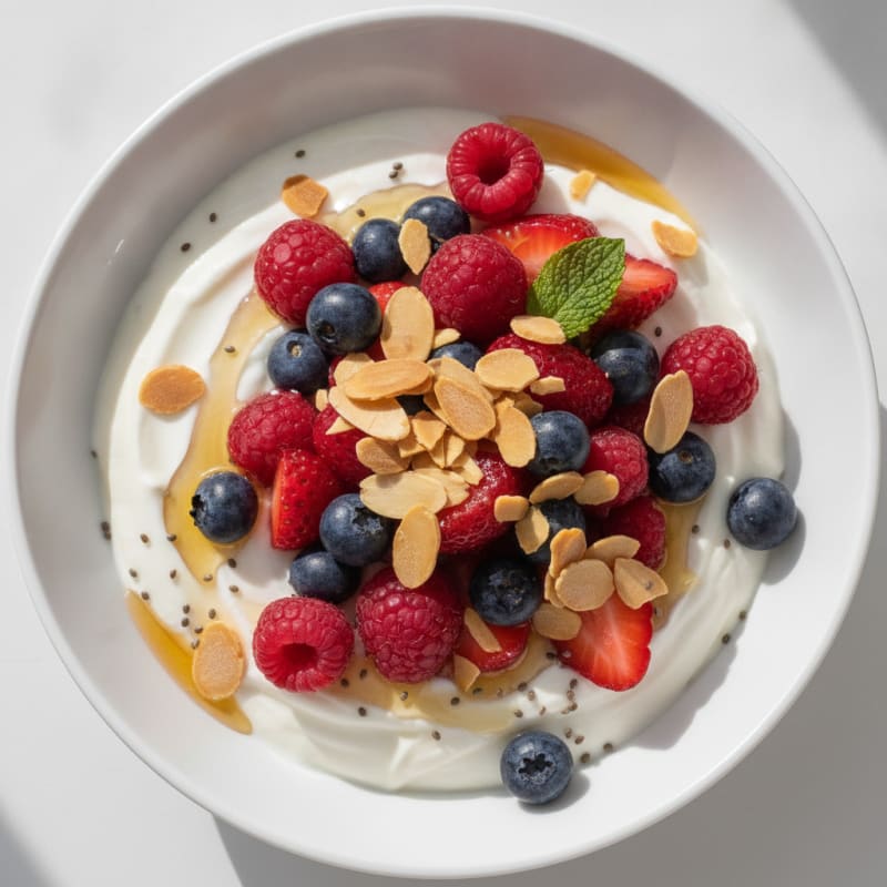 Creamy Greek Yogurt Protein Pudding with Mixed Berries