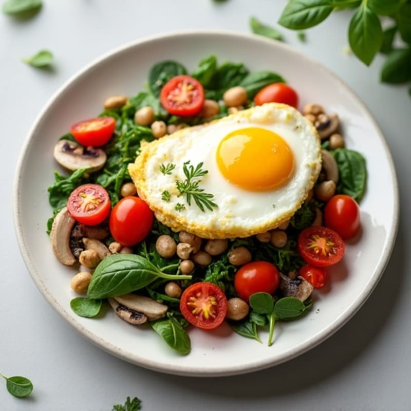 Egg White Veggie Scramble with Fresh Spinach
