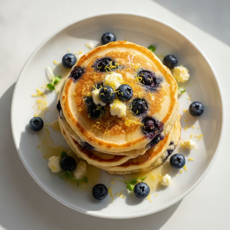 Blueberry Ricotta Pancakes with Lemon Zest