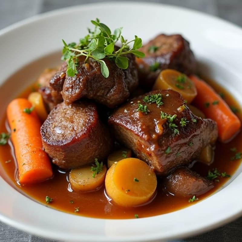 Slow-Braised Tender Oxtail with Root Vegetables