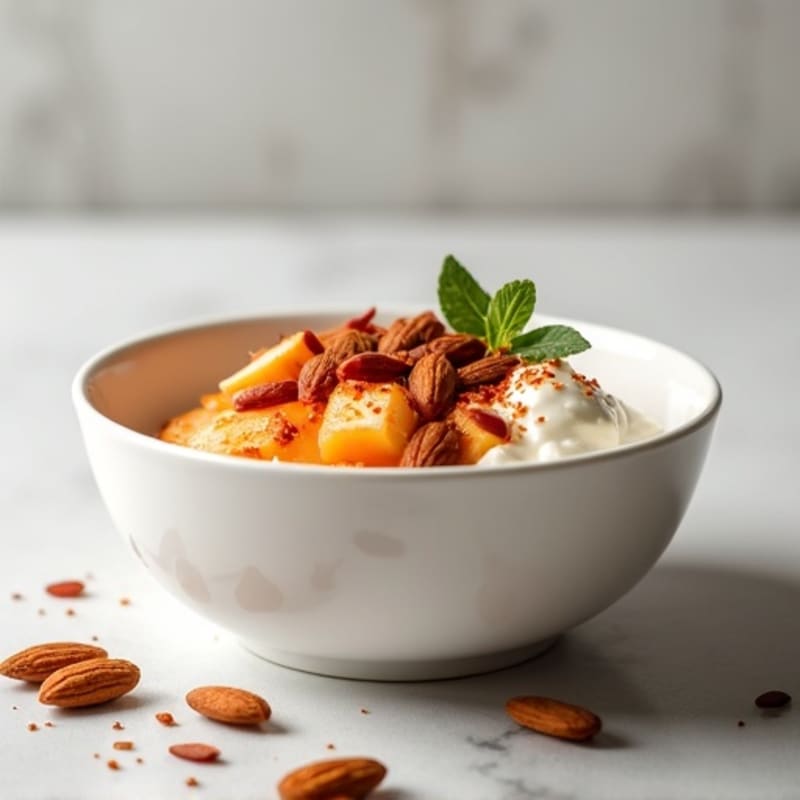High-Protein Greek Yogurt and Cottage Cheese Bowl with Roasted Paprika Almonds