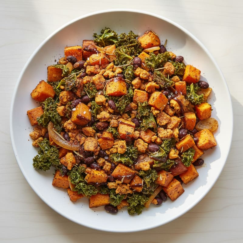 Savory Soja Granulat and Sweet Potato Skillet