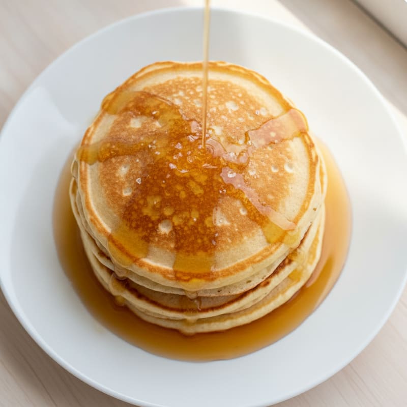 Fluffy Buttermilk Pancakes with Maple Syrup