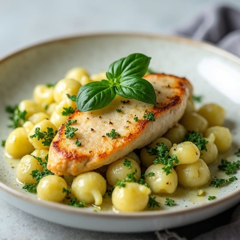 Cauliflower Gnocchi with Creamy Pesto Sauce