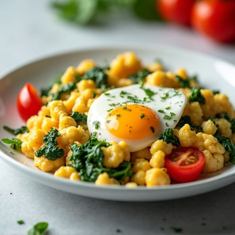 Cottage Cheese Egg White Scramble with Spinach and Tomato