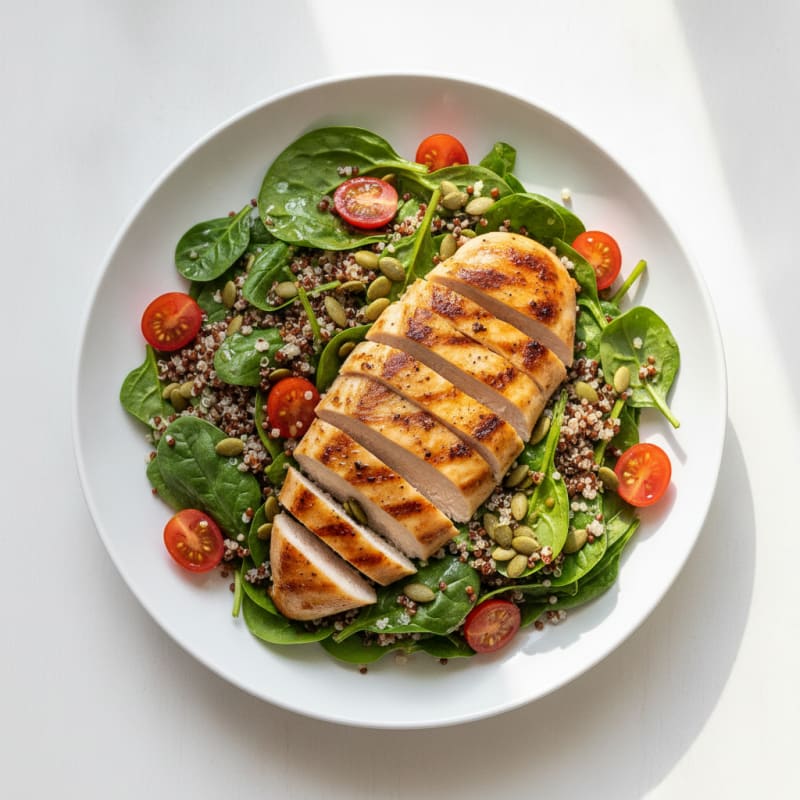 Grilled Chicken Breast with Quinoa Spinach Salad