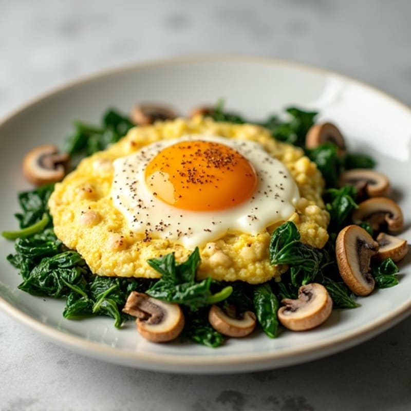 Protein-Packed Spinach and Mushroom Egg White Scramble