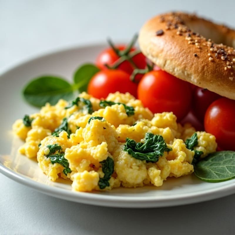 Protein-Packed Egg White Scramble with Toasted Whole Wheat Bagel