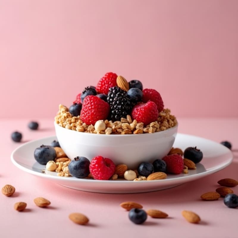 Greek Yogurt Protein Parfait with Mixed Berries and Almonds