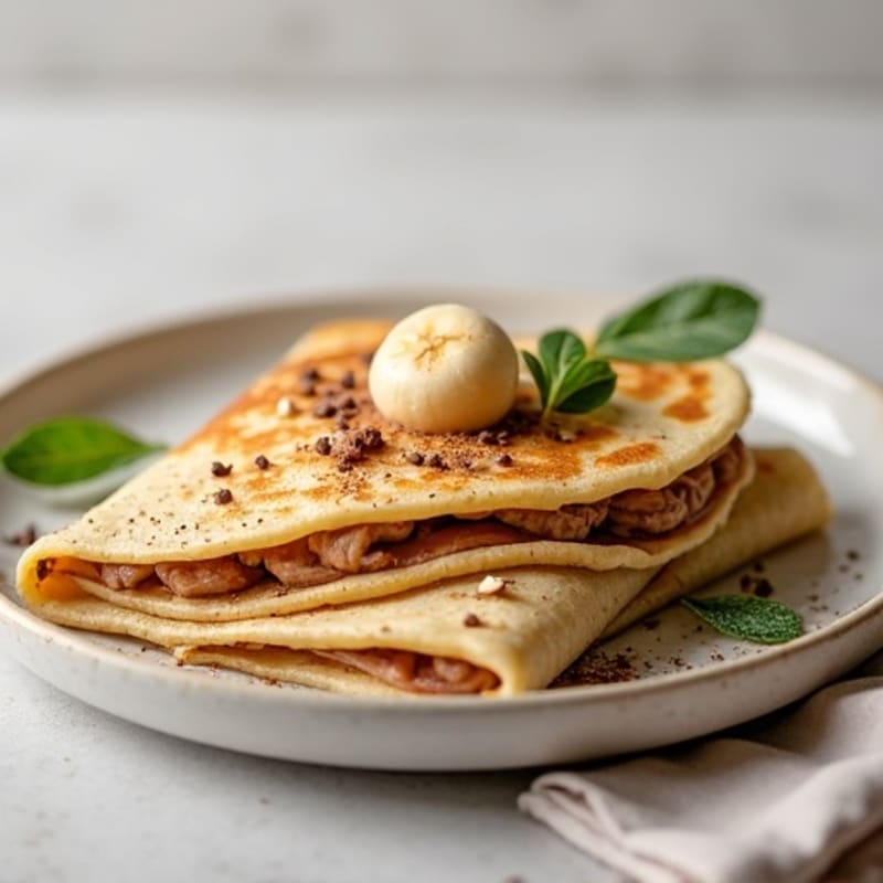 Fluffy Banana Protein Crepes with Creamy Cacao-Hazelnut Filling