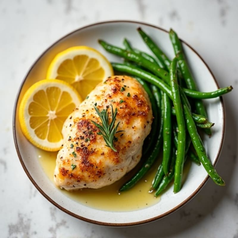 Lemon-Herb Roasted Chicken with Crispy Green Beans