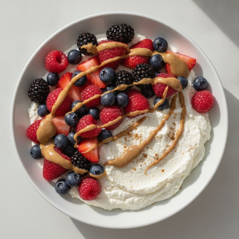 Silky Greek Yogurt Protein Mousse with Mixed Berries