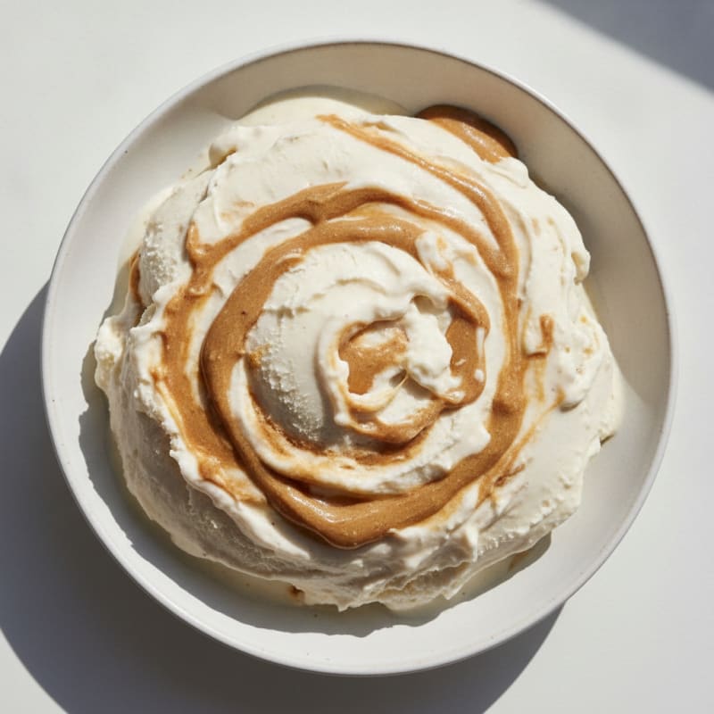 High-Protein Vanilla Ice Cream with Almond Butter Swirl