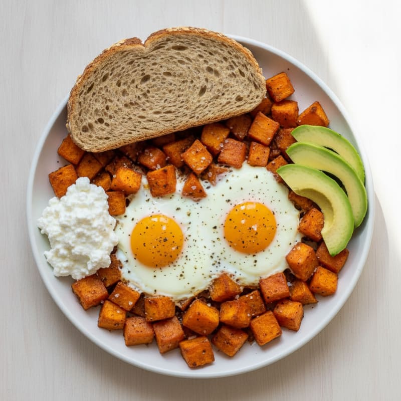 Baked Eggs with Sweet Potato Hash