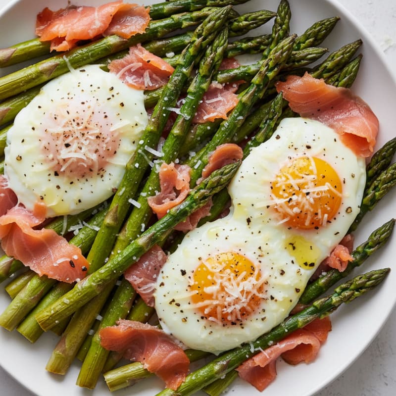 Baked Eggs with Roasted Asparagus