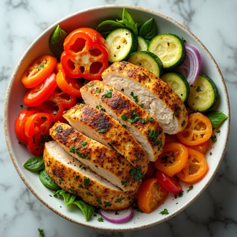 Herb-Spiced Chicken Shawarma Bowl with Roasted Vegetables
