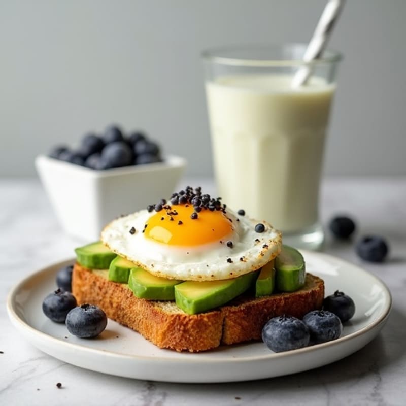 Egg and Avocado Sourdough Toast with Collagen-Infused Kefir Smoothie