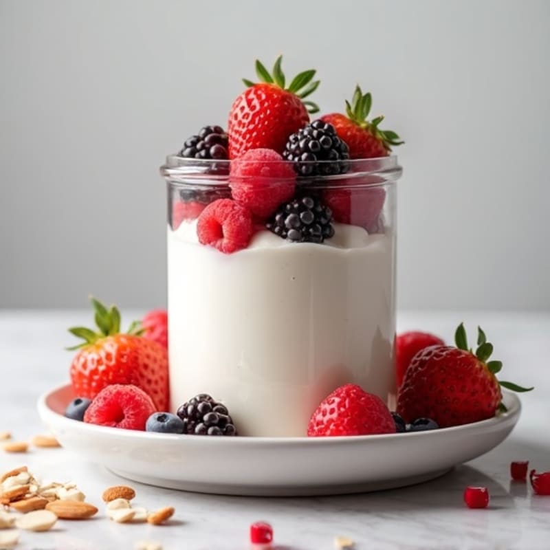 Greek Yogurt Protein Parfait with Mixed Berries and Almonds