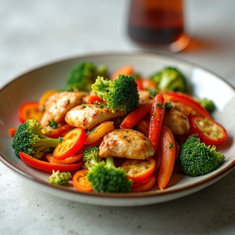 Ginger-Garlic Chicken Stir-Fry with Crispy Vegetables