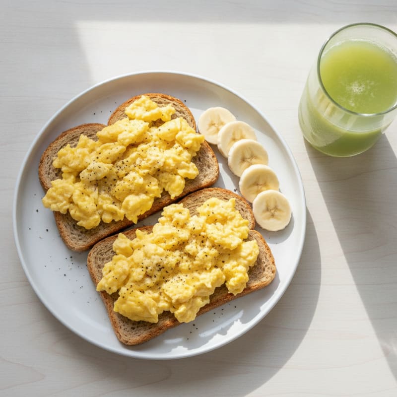 Eggs and Banana on Ezekiel Toast