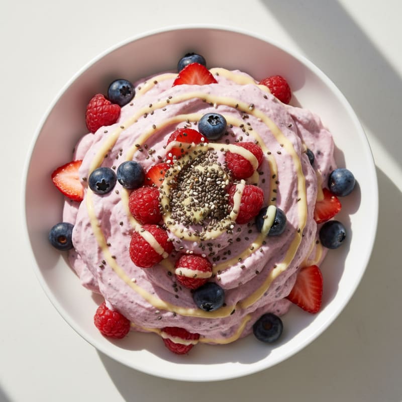 Silky Greek Yogurt Protein Mousse with Mixed Berries