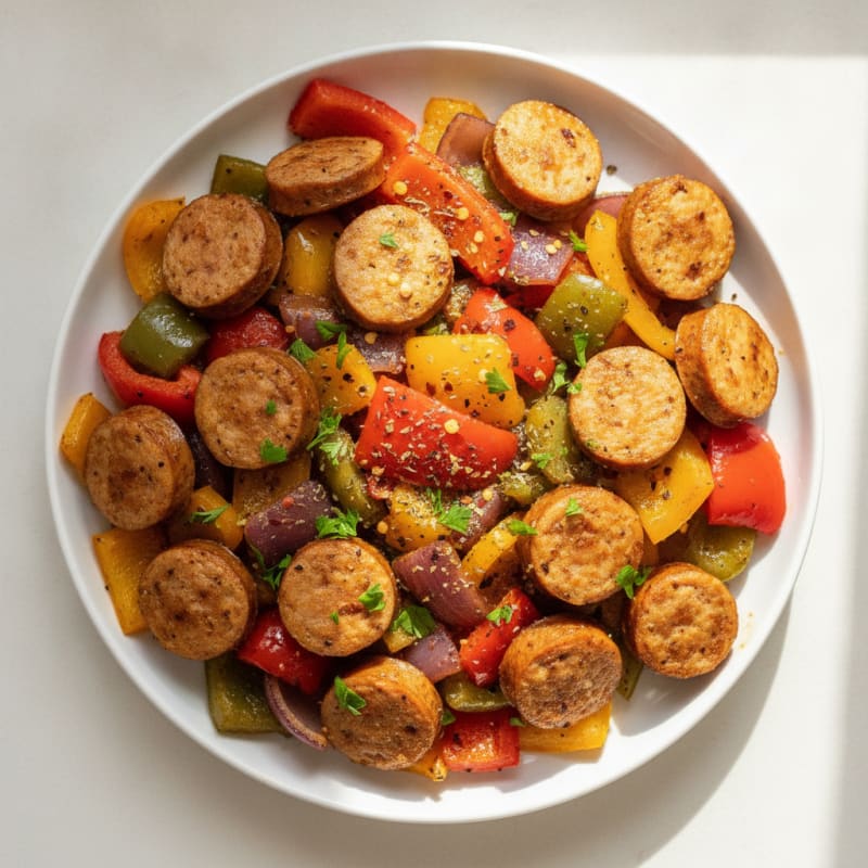 Spicy Oven-Baked Chicken Sausage and Peppers