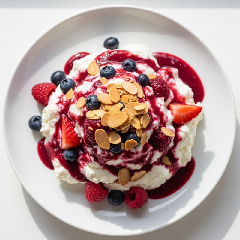 Greek Yogurt Protein Mousse with Mixed Berries
