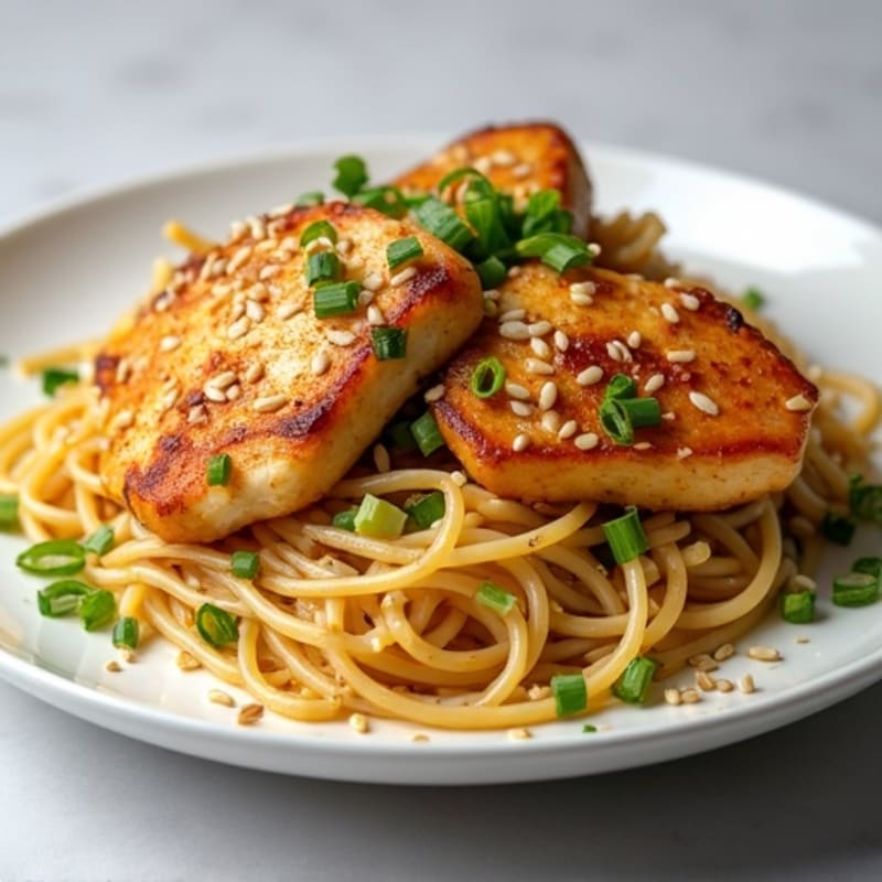 Pan-Seared Chicken and Noodles with Crunchy Bean Sprouts