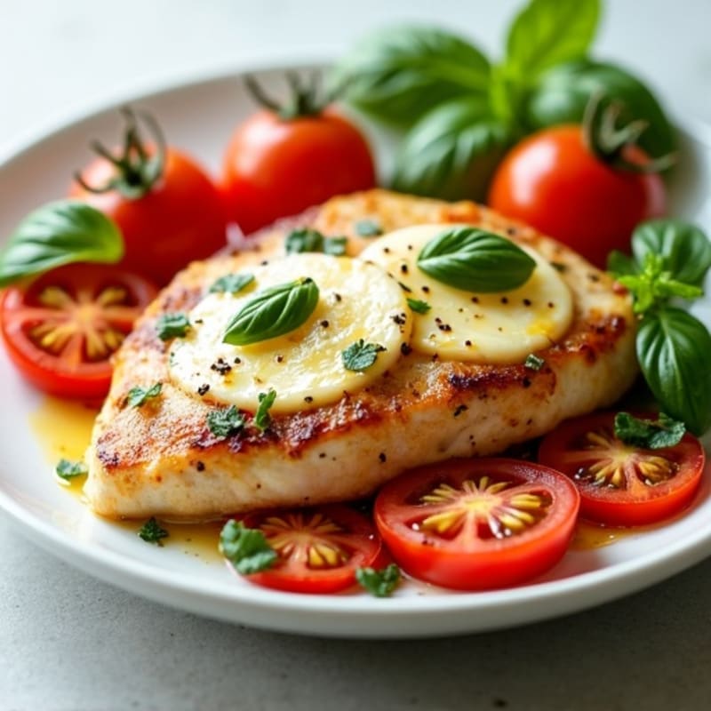 Roasted Chicken with Fresh Tomato, Basil, and Melty Mozzarella