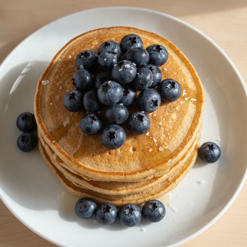 Fluffy Oatmeal Pancakes with Berries