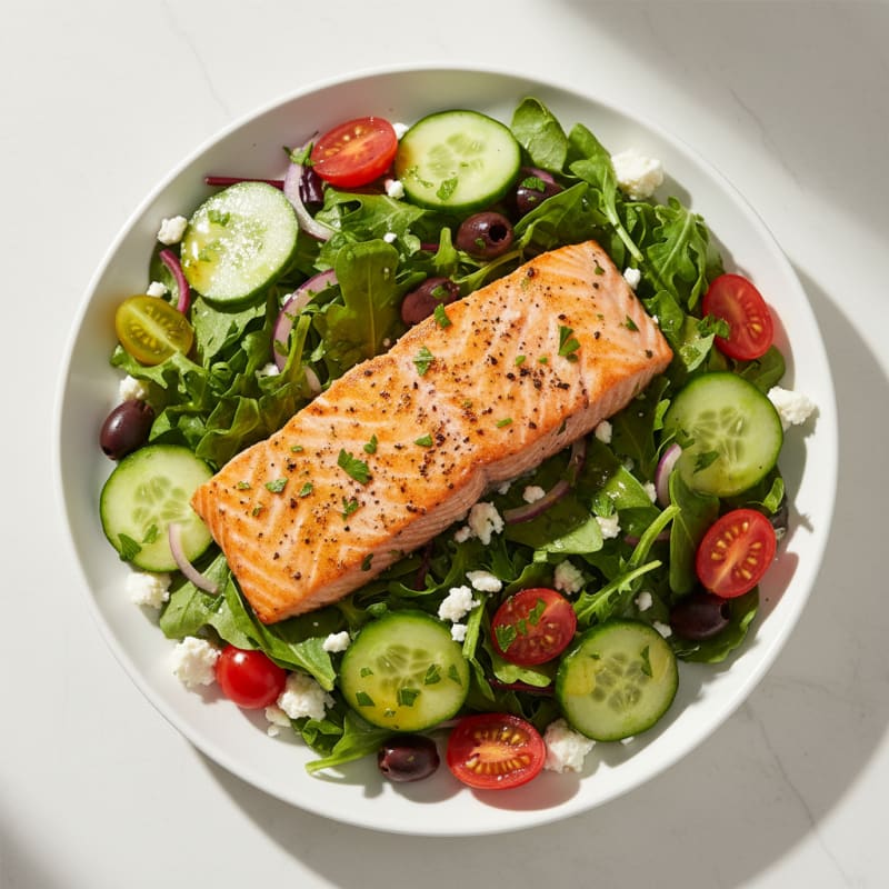 Mediterranean Salmon Salad with Lemon-Herb Vinaigrette