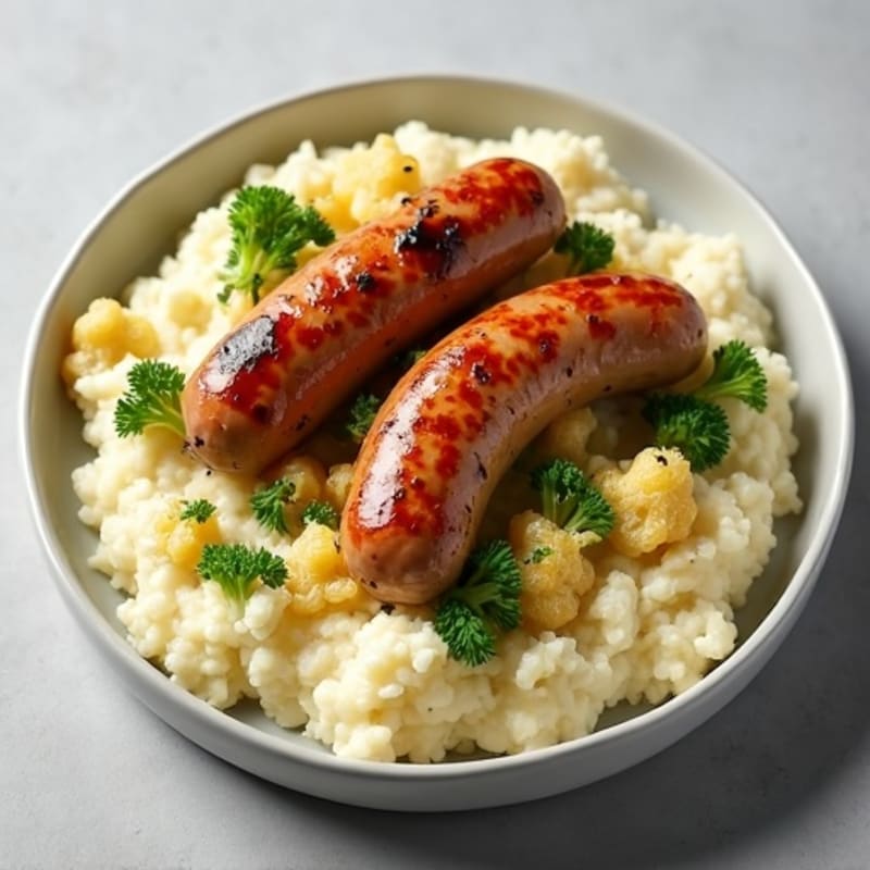 Herb-Roasted Turkey Sausages with Garlic Cauliflower Mash