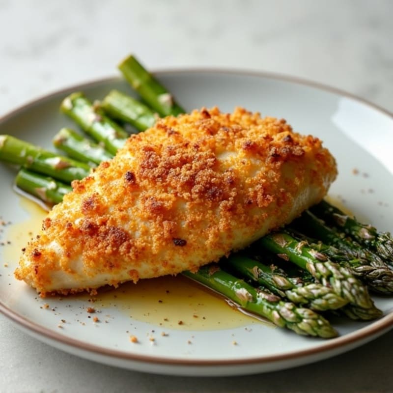 Crispy Buttermilk Baked Chicken with Roasted Asparagus