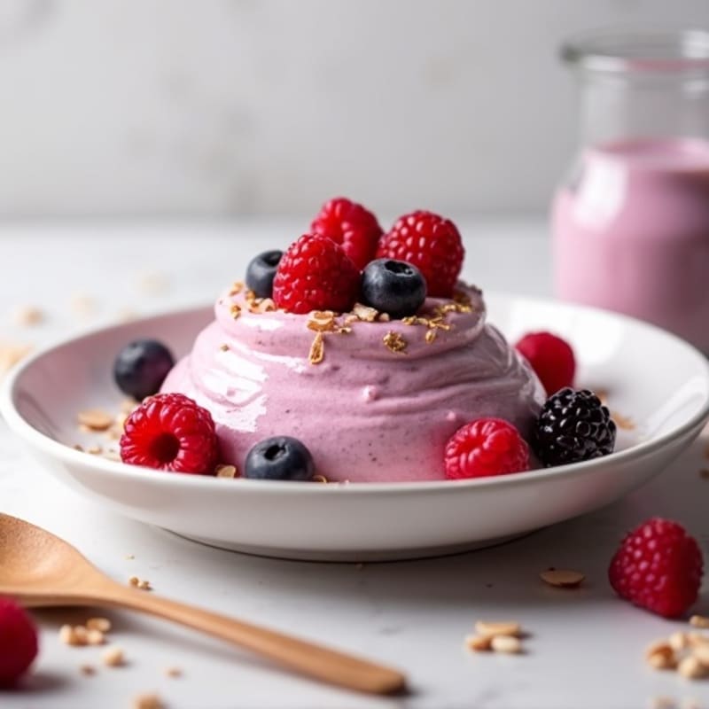 Silky Greek Yogurt Protein Mousse with Mixed Berries