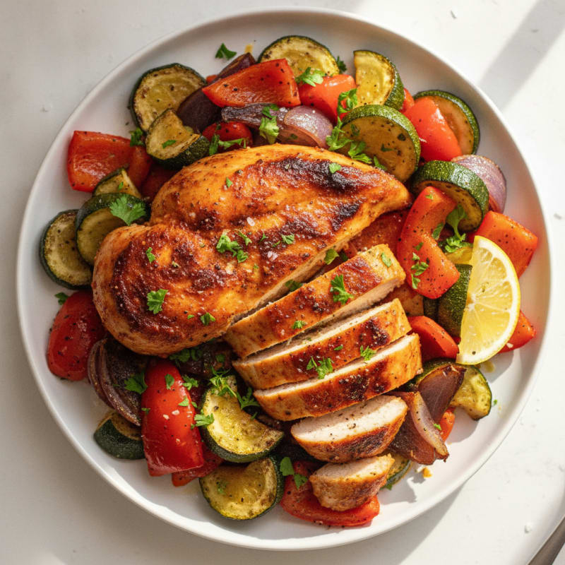 Spicy Harissa Chicken with Roasted Vegetables