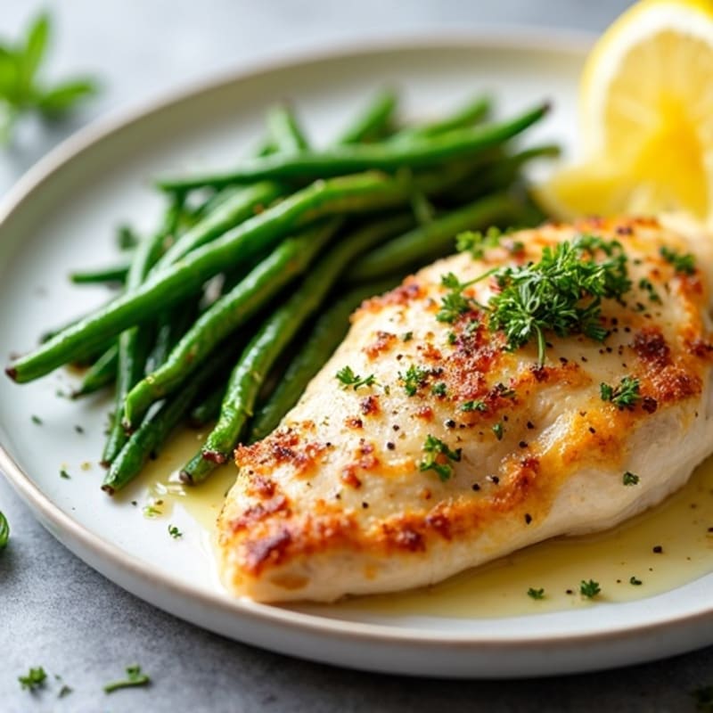 Lemon Herb Roasted Chicken with Crispy Green Beans
