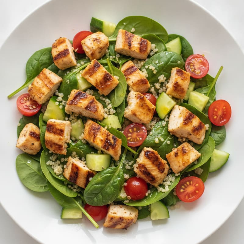 Grilled Chicken and Quinoa Salad with Spinach
